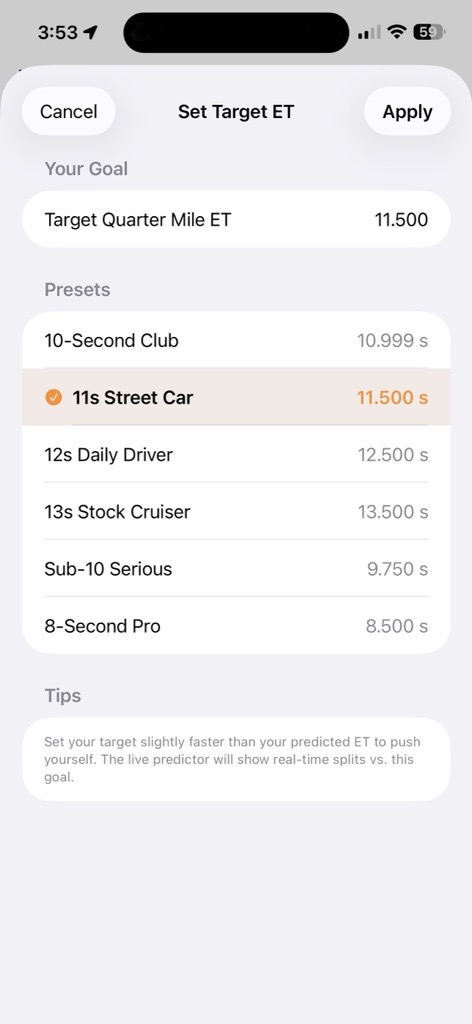 Live predictor armed